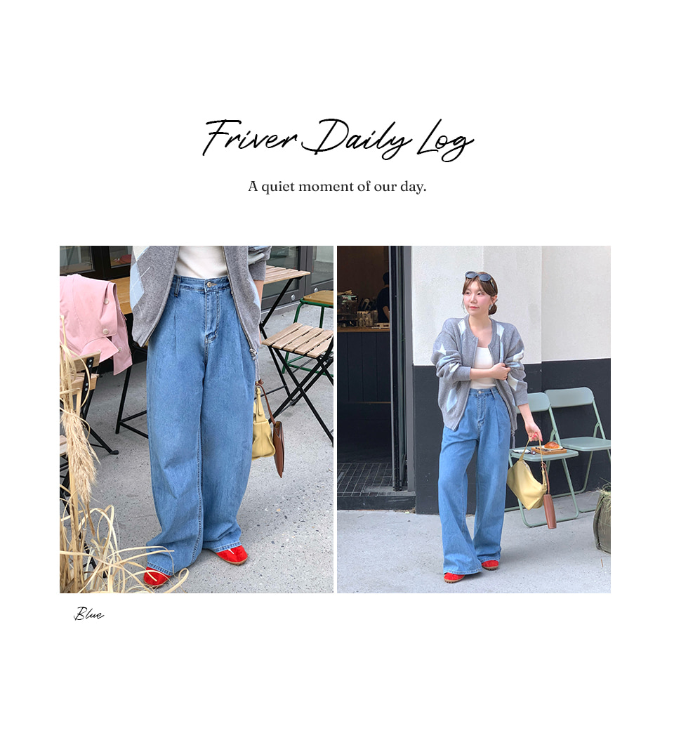 One tuck wide denim pants [FRSP06DP03]_Blue | ファッション通販